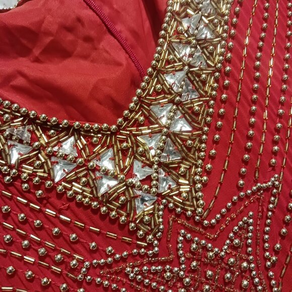 MAKE OFFER!! Tan-Chho 1xl silk beaded drop waist dress (fits as Large) - Picture 6 of 6